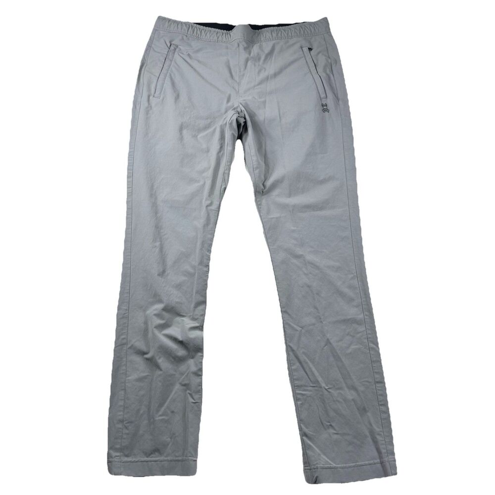 Psycho Bunny Tunstall Pants Men's 36x32 Gray Stretch Performance Casual Preppy